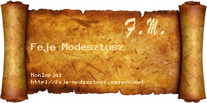Feje Modesztusz névjegykártya